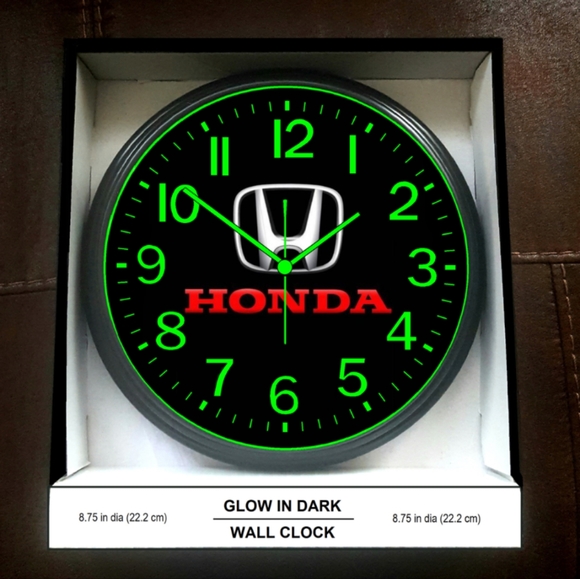 Honda Accord Civic Pilot Garage Shop Glow In The Dark Wall Clock New!